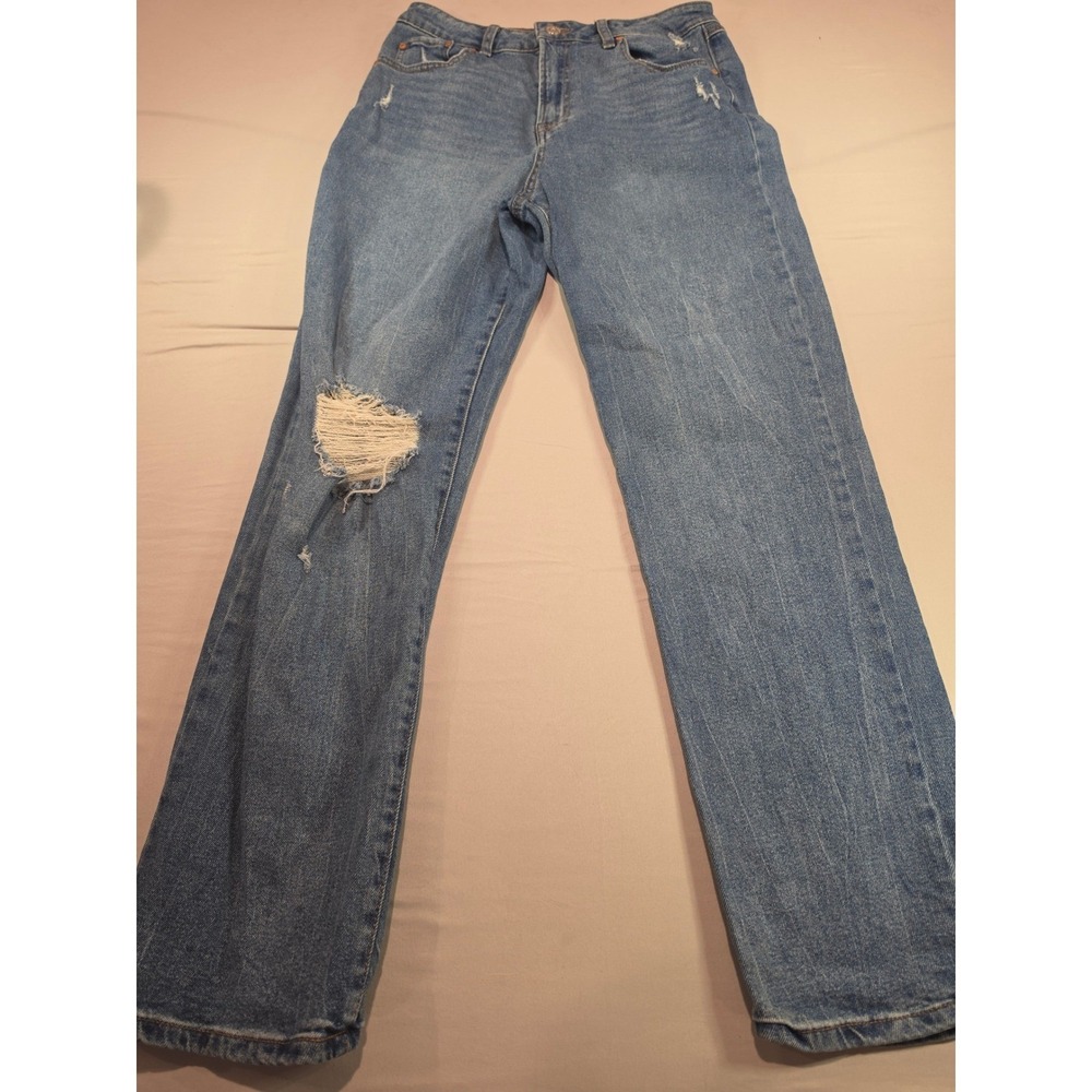 Sincerely Jules Womens Distressed Straight Leg Jeans Blue High Rise Size 11/30